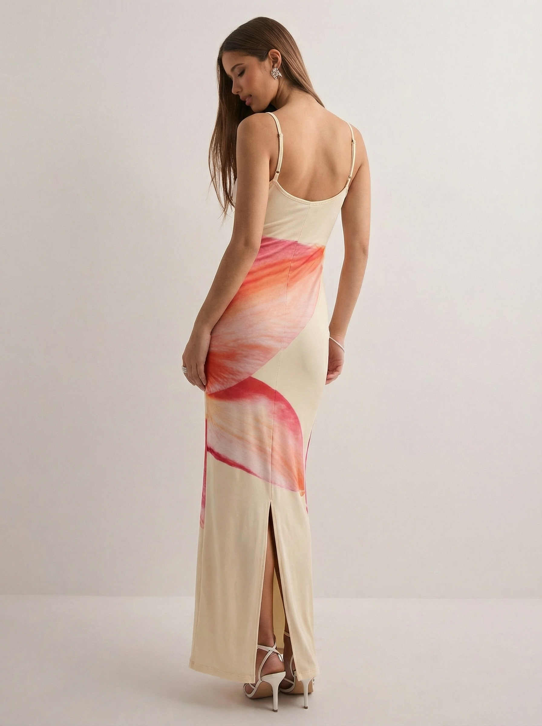 שמלת מקסי בד מש | הדפס פרח אקסקלוסיבי