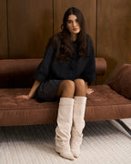 מגפי ברך בגימור קטיפתי