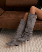 מגפי ברך בגימור קטיפתי