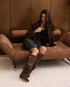 מגפי ברך בגימור קטיפתי